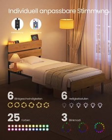 Kovová posteľ s LED osvetlením 90 cm RMB102K01