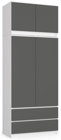 Šatní skříň s nástavcem Star 90 cm bílá/grafitově šedá