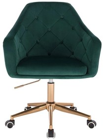 LuxuryForm DESIGN Kreslo ANDORA VELUR na zlatej podstave s kolieskami - zelené