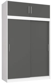 Skriňa s posuvnými dverami a nadstavcom 150 cm CLP mono biela / sivá