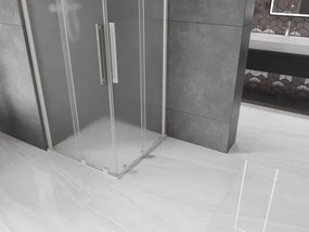 Mexen Velar Duo, sprchový kút s posuvnými dverami 100 x 100 cm, 8mm sklo námraza, brúsená oceľ, 871-100-100-32-97