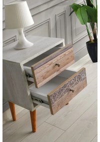 Nočný stolík MALMO 55x40 cm biela/hnedá