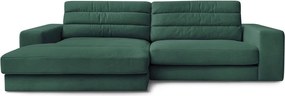 Zelená zamatová rohová pohovka (ľavý roh/s leňoškou) Sierra – Bobochic Paris