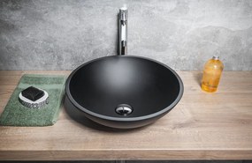 Sapho Sapho, GAVIOTA gravírované sklenené umývadlo na dosku Ø 42 cm, čierna, TY306