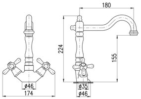 RAV Slezák MK121.0/8SM - Umývadlová batéria + vypúšťací ventil MORAVA RETRO stará mosadz