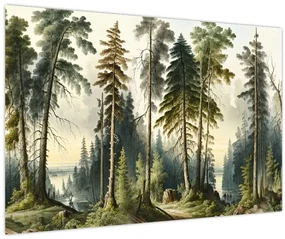 Obraz - Vintage krajina lesov (90x60 cm)