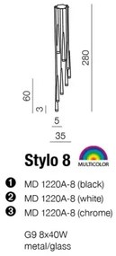 Minimalistické svietidlo Stylo 8 čierne