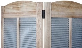 Paraván D26 s kvetináčmi drevo / plech - 170 x 161 cm - Hnedá