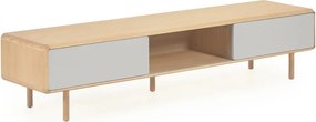 Sivý/v prírodnej farbe TV stolík v dekore jaseňa 180x41x42 cm Anielle – Kave Home