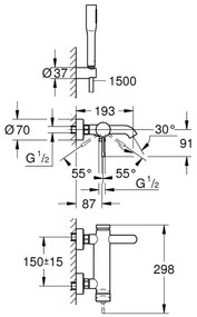 GROHE 33628001 - Vaňová batéria ESSENCE DN 15, lesklý chróm