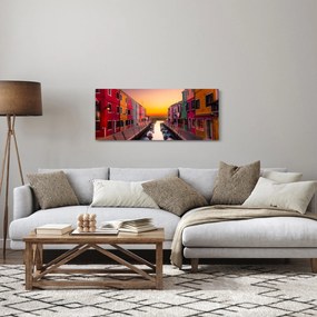 Obraz - Západ slnka, ostrov Burano, Benátky, Taliansko (120x50 cm)