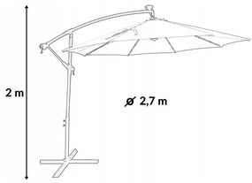 Dekorstudio Záhradný slnečník s LED osvetlením  - 270 cm - tmavo sivý