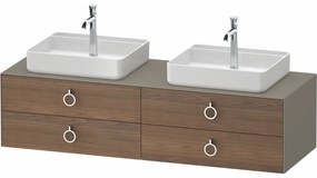 DURAVIT White Tulip závesná skrinka pod dve umývadlá na dosku, 4 zásuvky, 1600 x 550 x 408 mm, americký orech masív/kameňovo šedá matná, WT4996B77920000