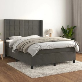 Posteľný rám boxspring s matracom tmavosivý 140x190 cm zamat 3132676