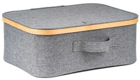Úložný box G21 40 x 30 x 15 cm, bambusový s vekom, sivý