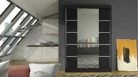 Posuvná skriňa Parys V, Farby: čierna /biela, Osvetlenie: osvetlenie LED RGB - farebné