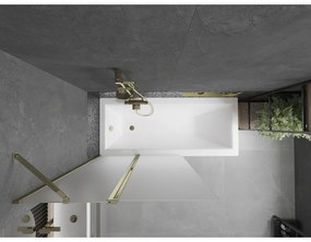 Mexen Flip, vaňová zástena 1-krídlová 100 x 150 cm, otočné krídlo, 6 mm námraza sklo, zlatý profil, 894-100-101-50-30