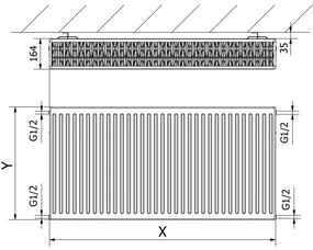 Mexen, Panelový radiátor Mexen C33 400 x 400 mm, bočné pripojenie, 676 W, biely - W433-040-040-00