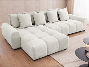 Biela rohová pohovka (ľavý roh/s leňoškou) Albane – Ropez