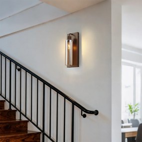 Hotelová elegantná nástenná lampa tmavý bronz s jantárovým sklom - Stavelot