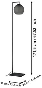 Eglo 390254 - Stojacia lampa ARANGONA 1xE27/40W/230V dymová
