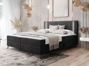 Manželská posteľ 140 cm Hebara 2 (tmavosivá) (s roštom a matracom) (s úl. priestorom) (s LED osvetlením). Vlastná spoľahlivá doprava až k Vám domov. 1103549