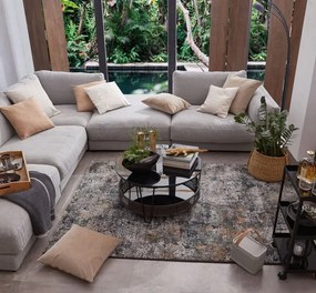 Okrúhly konferenčný stolík Sofia, čierny/ratan