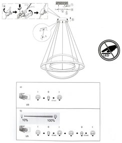 LED Stmievateľný luster na lanku CIRCLE 1xLED/15W/230V + LED/20W + LED/25W