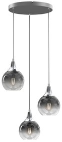 Závesné svietidlo Monte, 3x grafitové sklenené tienidlo, s, o