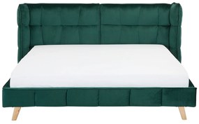 Tmavozelená zamatová posteľ 160 x 200 cm SENLIS Beliani