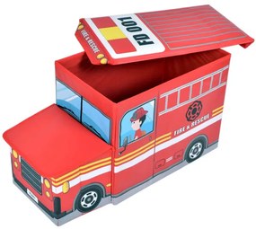 Taburetka v tvare hasičského auta červená