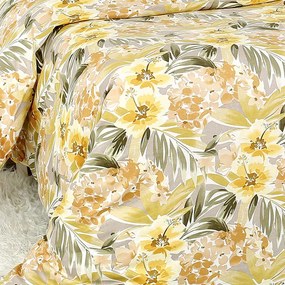 Goldea exkluzívne ľanové obliečky - žlté havajské kvety 140 x 200 a 70 x 90 cm