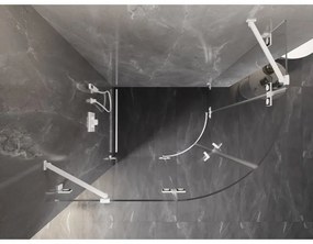 Mexen Lunar, polkruhový sprchový kút naklápací doľava 100 x 90 cm, 8mm číre sklo, biely profil, 833-100L-090P-20-00
