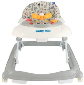 Detské chodítko Baby Mix s volantom a silikónovými kolieskami sivé