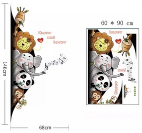 Samolepka na stenu "Veselé zvieratká 2" 146x68cm