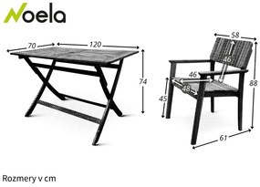 Noela Drevený skladací stôl Mandy + 6x kreslo Lucy