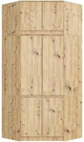 Rohová šatníková skriňa CLP 100 cm 6D dub artisan