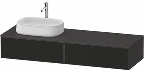 DURAVIT Zencha závesná skrinka pod umývadlo na dosku (umývadlo vľavo), 2 zásuvky, 1600 x 550 x 281 mm, čierna líniová štruktúra/grafit super matná, ZE4814L63800000