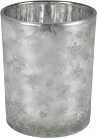 Malý sklenený svietnik s motívom snehových vločiek - Ø 7 * 8cm