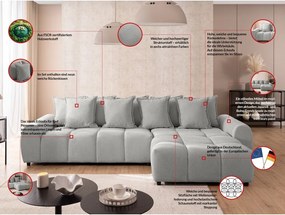 Svetlosivá rohová pohovka (pravý roh/s leňoškou) Albane – Ropez