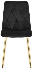 Čierna zamatová jedálenská stolička LIBRA so zlatými nohami
