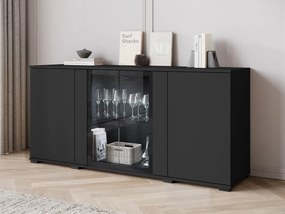 Komoda s dvierkami Hedvis SB 154 4D, Farby: čierna, Osvetlenie: osvetlenie LED biele