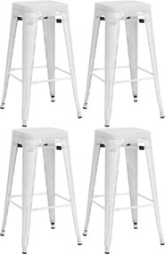 Kovová barová stolička Fletcher (SET 4 ks) - Biela