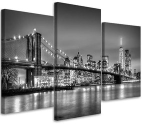 Obraz na plátně třídílný Brooklynský most New York - 150x100 cm