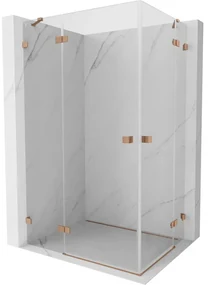 Mexen Lunar Duo, výklopný sprchový kút 110 x 100 cm, 8mm číre sklo, profil medená matná, 834-110L-100P-65-00