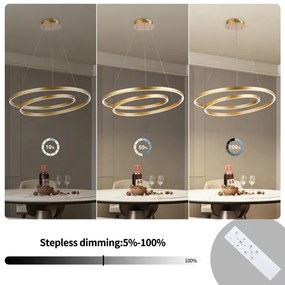 Brilagi-LED Stmievateľný luster na lanku TWISTER LED/75W/230V pr. 70 cm zlatý +DO