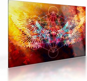 Sklenený obraz - Merkaba s krídlami, abstrakcia (70x50 cm)