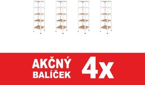 Akcia 4x Regál 183x40x40 cm lakovaný 5-policový, nosnosť 1000 kg, RIVET - biely - 4ks