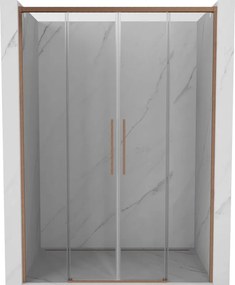 Mexen Rox, posuvné sprchové dvere 140 cm, 8mm číre sklo, medený matný profil, 8C2-140-002-65-00