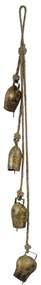 4ks zlaté antik závesné dekoratívne kovové zvončeky na lane - 85*5*9cm
